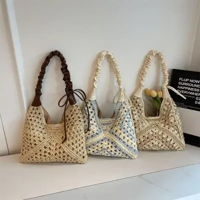 Handmade Woven Straw Shoulder Bag